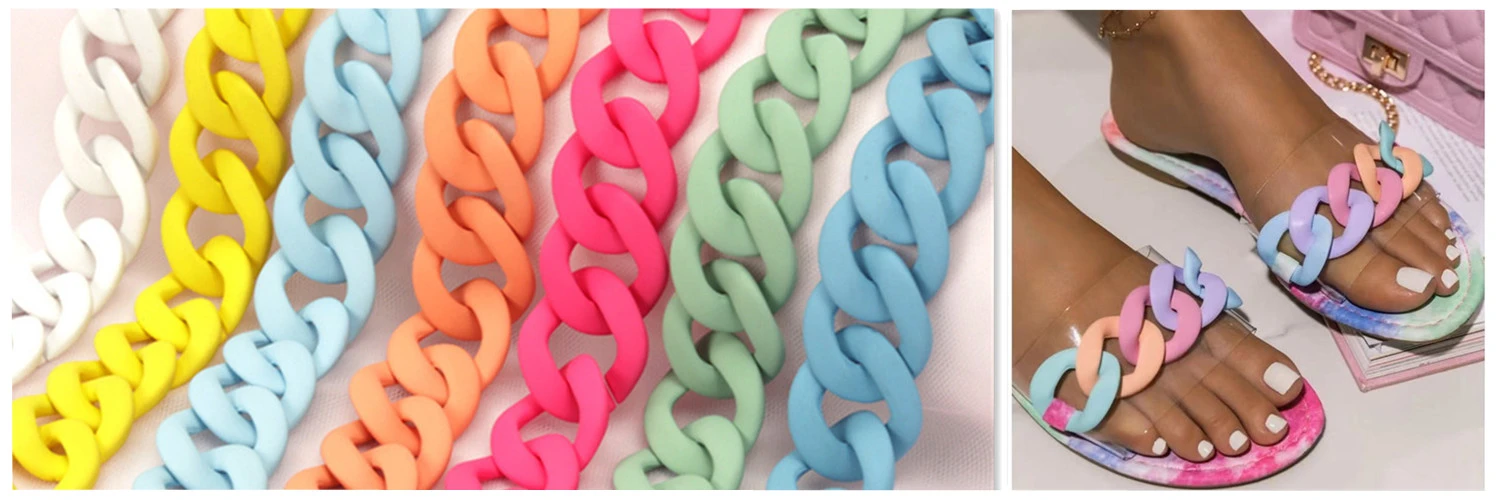pastel color acrylic buckles shoe decorative chain